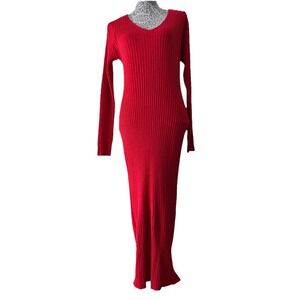 MadRag Women's Cable Knit Glitter Maxi V Neck Long Sleeve Stretch Party Dress 2X